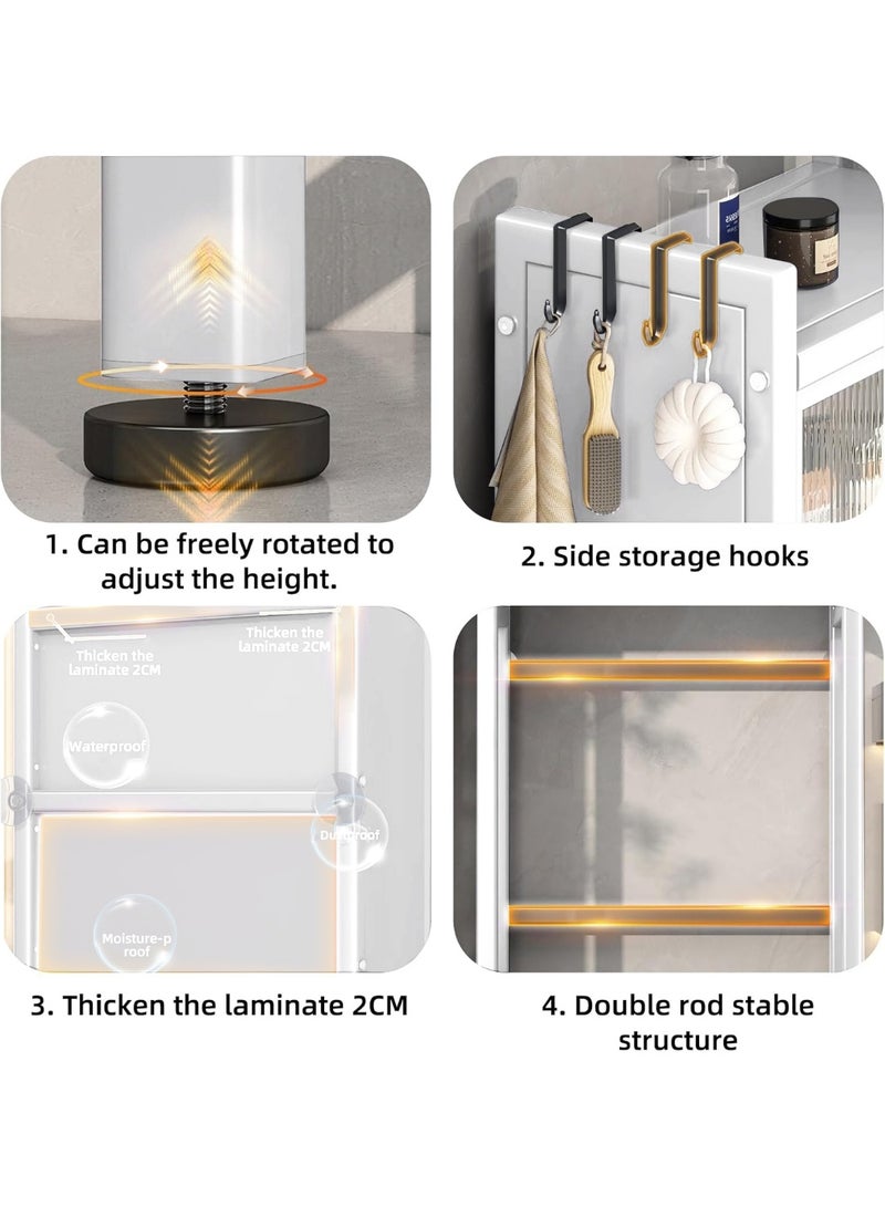 XiuWoo 2 Shelves Drum Washing Machine Rack, Bathroom Corner Stand Storage Organizer Accessories, Free Standing Over Washing Machine Rack, Laundry Shelf, Toilet Storage Cabinet  for Space Saver wih Door - Image 4