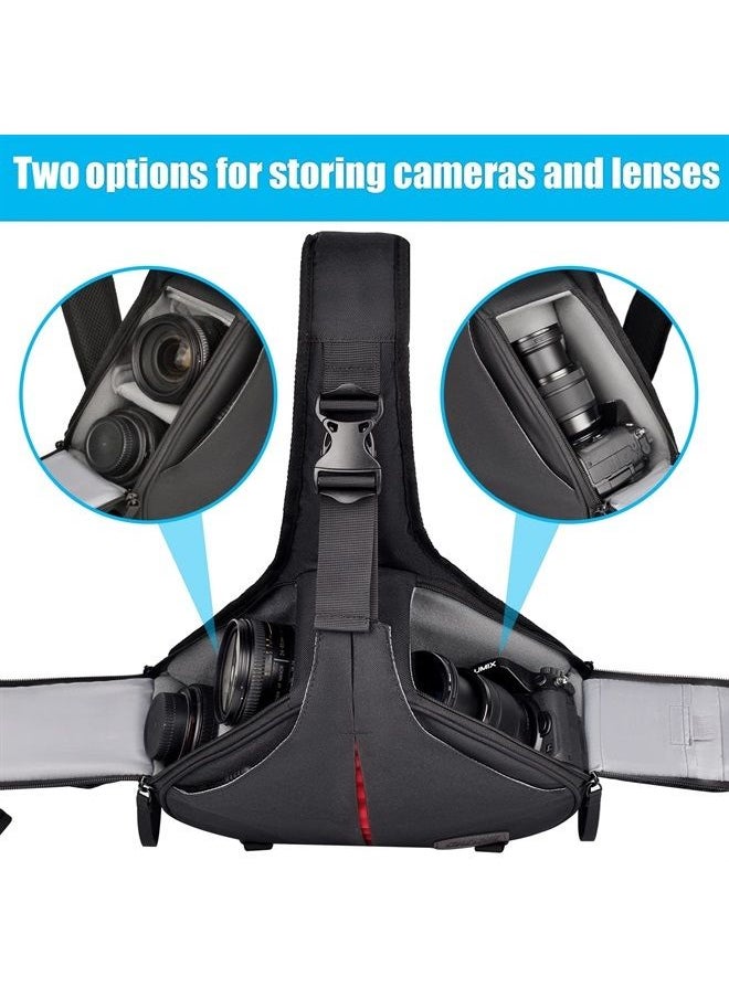Caden - Camera Bag Sling Backpack Camera Case Waterproof with Rain Cover Tripod Holder, Compatible for DSLR/SLR Mirrorless Cameras (Canon Nikon Sony Pentax) and Accessories Black - Image 1