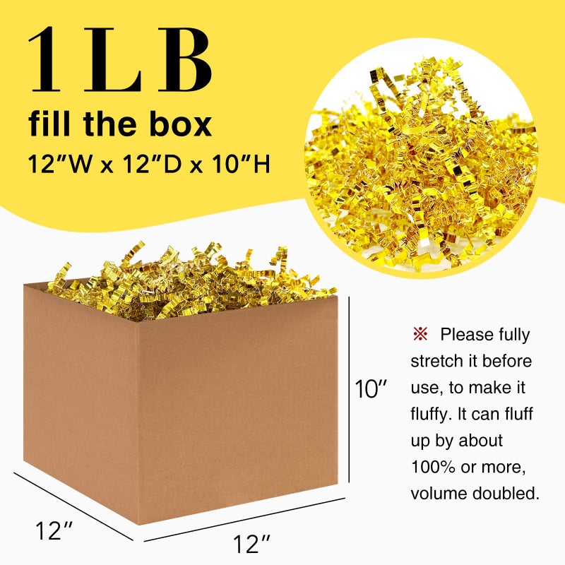 Corlcol 1LB Crinkle Cut Paper Shred Filler for Gift Box Bag and Basket On Holidays (Gold) - Image 2