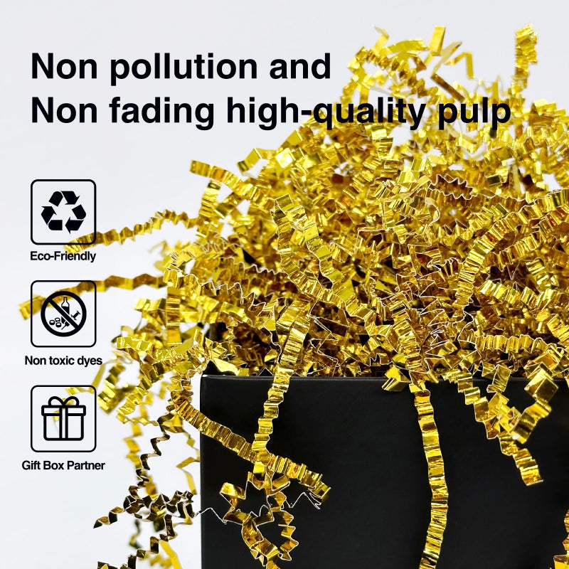 Corlcol 1LB Crinkle Cut Paper Shred Filler for Gift Box Bag and Basket On Holidays (Gold) - Image 3