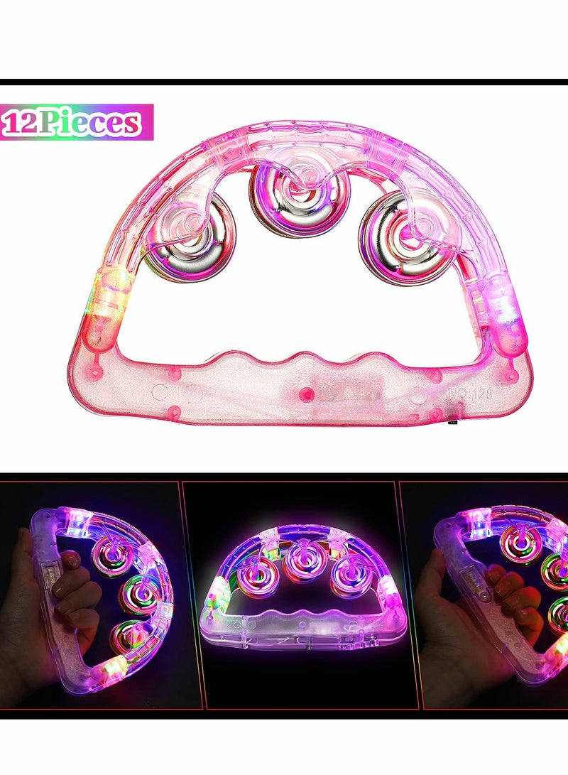 KASTWAVE Light Up Tambourine, LED Tambourine Musical Flashing Tambourine Handheld Percussion Instrument, Ring Metal Jingles Percussion Musical Educational Hand Instrument, Party Kids Games (4 PCS) - Image 3