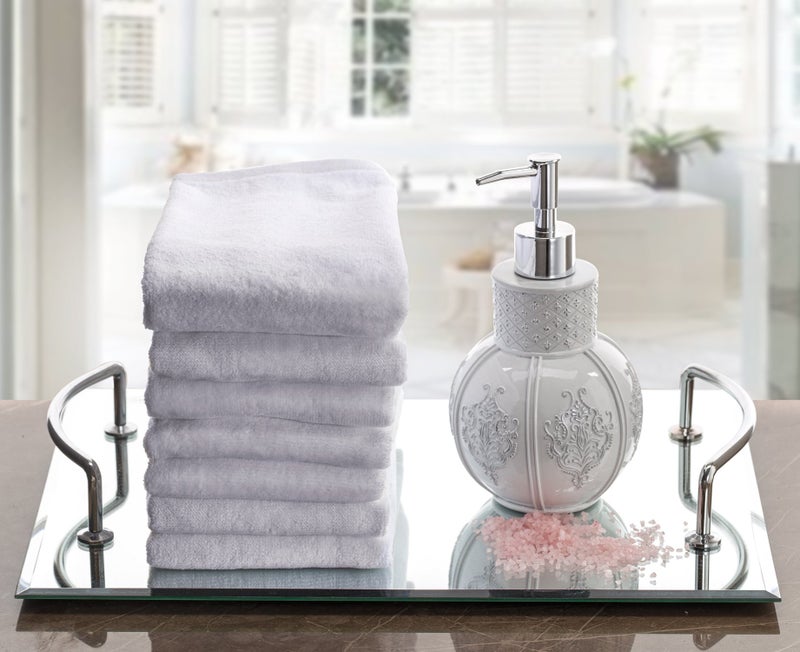 Creative Scents Monogrammed Towels Fingertip, Personalized Gift, 11 x 18 Inches - Set of 4- Silver Embroidered Towel - Extra Absorbent 100% Cotton- Soft Velour Finish - For Bathroom/ Kitchen/ Spa- Initial W (White) - Image 4