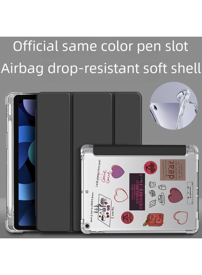 For IPad10 Protective Case Pen Slot 2022 10.2 Airbag Millet 6air310.5 Inch Pro11 Cross-border-Color:【Airbag Pen Groove】 ☆ 【Mysterious Black】】-Applicable Model:Pro (10.5 Inches)】