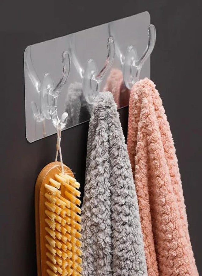 Styllent 6Pcs Hooks for Wall Mounted Without Drilling Invisible Strong Transparent Clear Bathroom Towel Hook Kitchen Waterproof Sticky Self Adhesive Sticker for Cloths Hanging Heavy Duty (3 Hook, 6) - Image 2