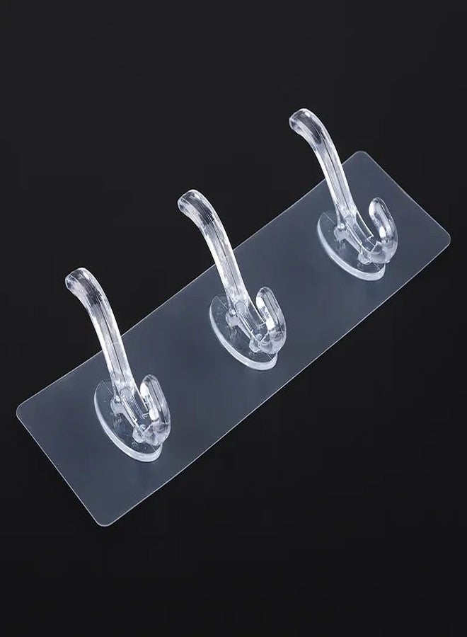 Styllent 6Pcs Hooks for Wall Mounted Without Drilling Invisible Strong Transparent Clear Bathroom Towel Hook Kitchen Waterproof Sticky Self Adhesive Sticker for Cloths Hanging Heavy Duty (3 Hook, 6) - Image 3