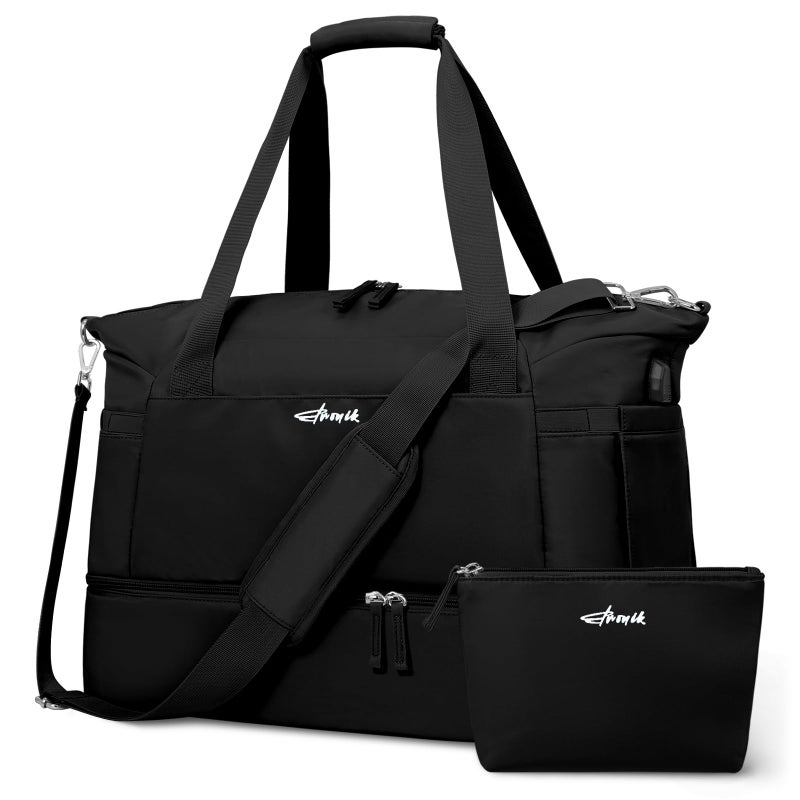 ETRONIK Gym Bag for Women, Personal Item Travel Bag with Shoes Compartment, Weekender Overnight Duffel Bag with Wet Pocket & USB Charging Port, Carry On Bag for Women, Travel, Gym, Weekend - Image 1
