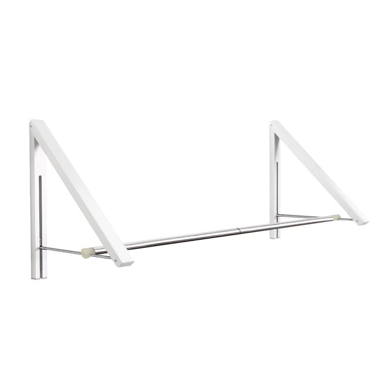 Anjuer Laundry Room Drying Rack Wall Mounted Clothes Hanger Folding Wall Coat Racks Aluminum Home Storage Organiser Space Savers White 2 Rakcs with Rod - Image 2