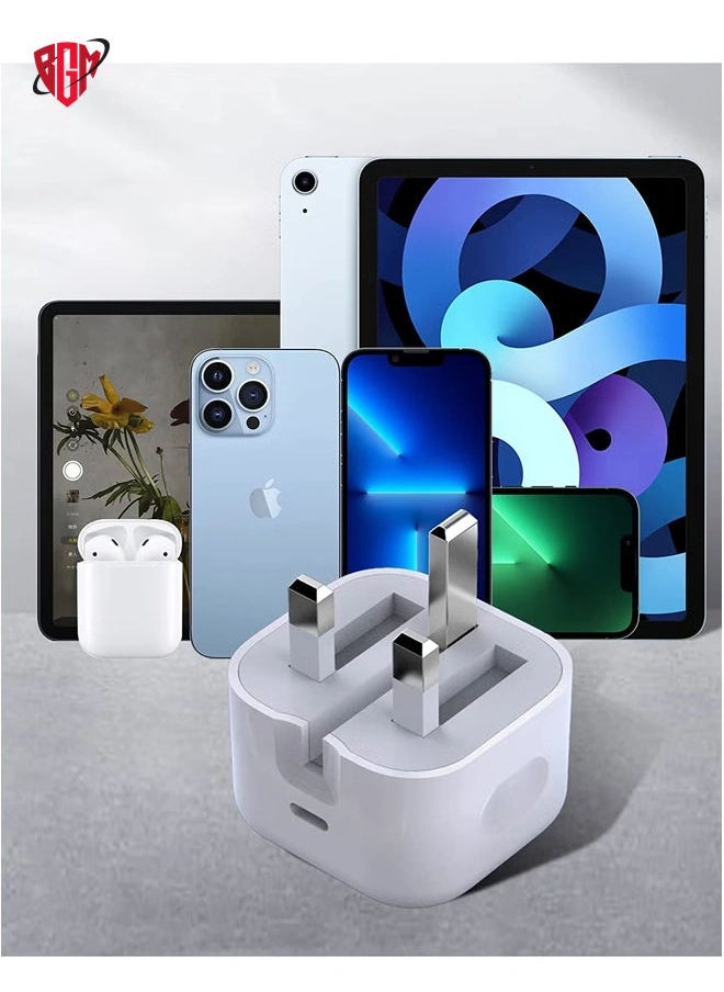 BGM - USB C Fast Charger Plug, 20W Foldable Type C Power Adapter, PD 3.0 Wall Plug Quick Charging with 1M Charging Cable for iPhone 13/13 Mini/13 Pro/13 Pro Max/12 Mini/12 Pro/iPad Pro - Image 1