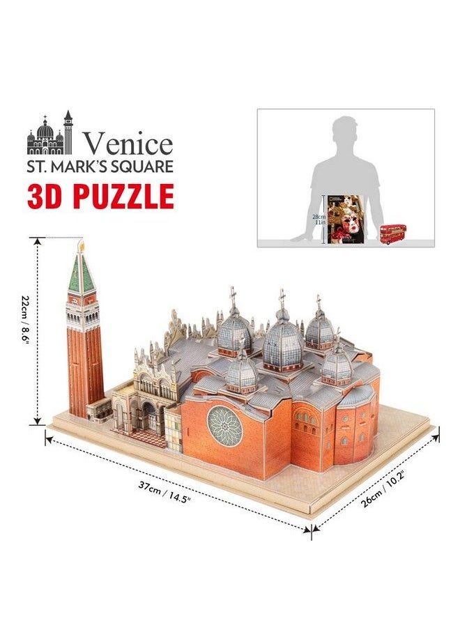 CubicFun - 3D Italy Puzzles Models Architecture Kits For Adults And Kids,With National Geographic Booklet For Venice St.Mark Square - Image 1