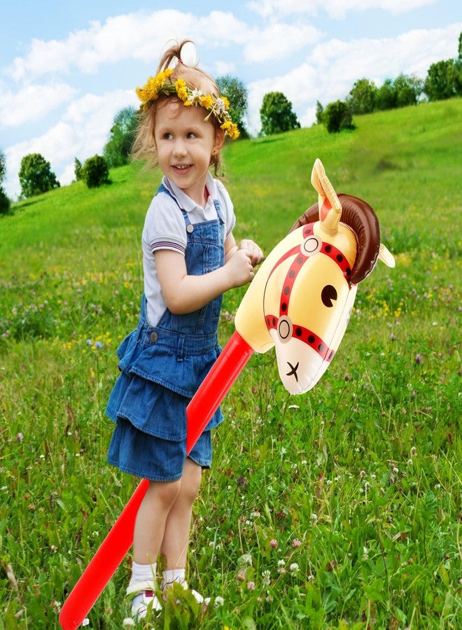 Sonarun 6 pack 40 Inch Inflatable Horse Stick Cute Horsehead Stick Balloon Colorful Inflatable Horsehead Stick Blow Up Pony Stick Toys for Christmas Cowboy Cowgirl Horse Theme Party Decor (Color Set 2) - Image 3