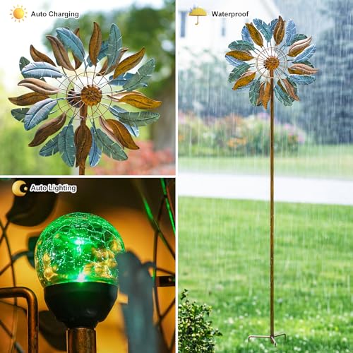 Lariander Solar Wind Spinners 87 Inch Extra Large Metal for Yard, Garden Decor Yard Art Windmills for Outdoor - Image 3