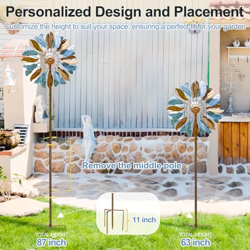 Lariander Solar Wind Spinners 87 Inch Extra Large Metal for Yard, Garden Decor Yard Art Windmills for Outdoor - Image 5