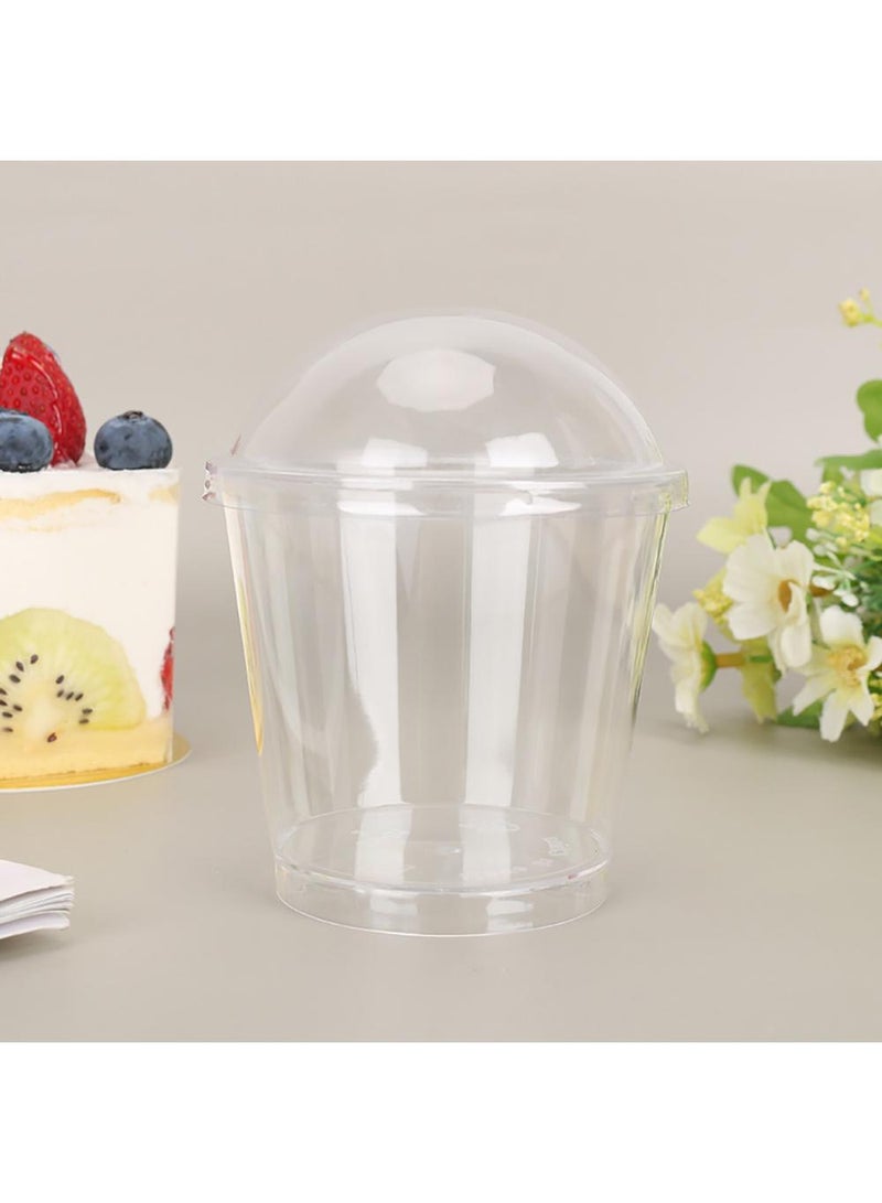 Sweet seven أكواب الحلوى مع أغطية قبة وملعقات - عبوة 100 حبة سعة 3 أونصات أكواب بارفيه بلاستيكية صغيرة لتقديم الحلوى بشكل أنيق - Image 5