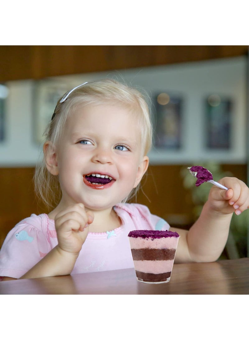 Sweet seven أكواب الحلوى مع أغطية قبة وملعقات - عبوة 100 حبة سعة 3 أونصات أكواب بارفيه بلاستيكية صغيرة لتقديم الحلوى بشكل أنيق - Image 4