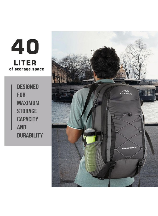 تراوك حقيبة ظهر TRAWOC INFERNO للسفر بسعة 40 لترًا وحقيبة ظهر للكمبيوتر المحمول للرجال والنساء، حقيبة عادية للسفر العادي والرحلات والمشي لمسافات طويلة، لون أسود، LHK003 - Image 5