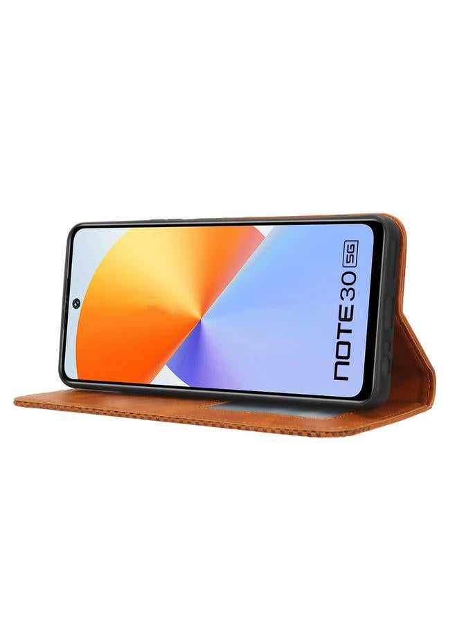 اس-توب جراب لهاتف Infinix Note 30 5G مصنوع من الجلد بمشبك مغناطيسي بتصميم كلاسيكي - Image 5