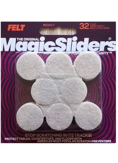 Magic Sliders Magic Sliders (‎63417)- Magic Felt 1" Round Self Stick Furniture Pads, Gripping Furniture, Tables, Couches, Chairs, Bookcases, Floor Protection, Double-Sided Self Adhesive Tape (32 pc) (Oatmeal)  - Image 1