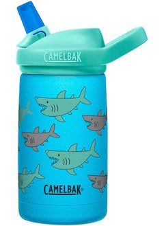CAMELBAK Eddy Plus Kids 12 Oz Bottle Insulated Stainless Steel With Straw Cap Leak Proof When Closed School Of Sharks  - Image 1