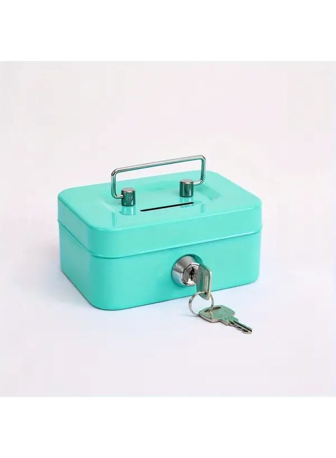 Green Secure Metal Key Lock Storage Box Heavy Duty Iron Construction - Image 1