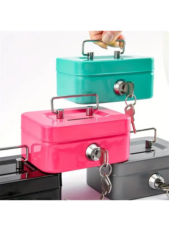 Green Secure Metal Key Lock Storage Box Heavy Duty Iron Construction - Image 2