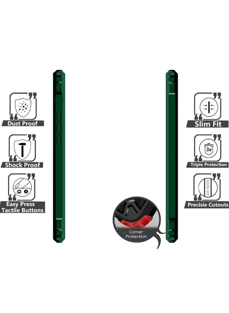 Wtech Hybrid TPU Silicone With Raised Armour Bumpers Slim Case Cover For Realme 12 Pro / 12 Pro+ / 12 Pro Plus 5G 2024 Dark Green - Image 5