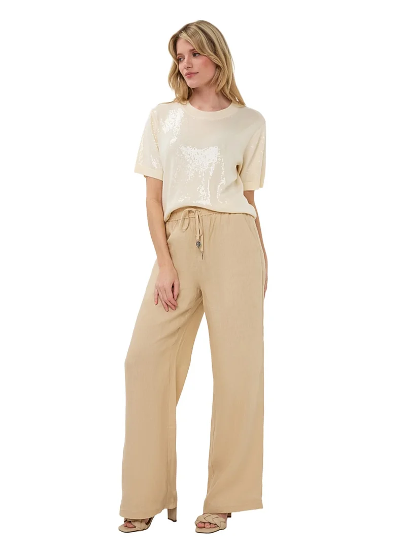Esqualo Brown Esqualo Linen Trousers for Women | Best Price UAE