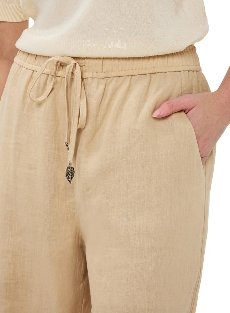 Esqualo Brown Esqualo Linen Trousers for Women | Best Price UAE