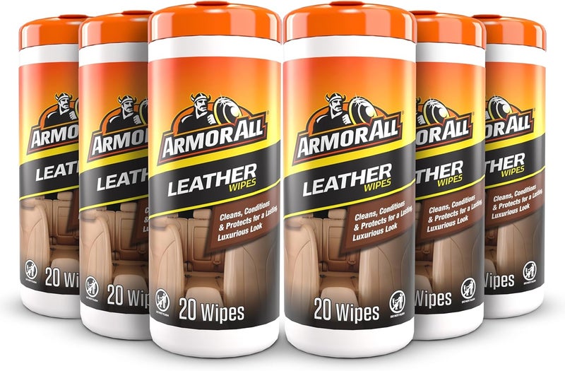 Car Interior Cleaner Leather Wipes - Cleaning for Cars & Truck & Motorcycle, 20 Count (Pack of 6), 10881 - Image 1