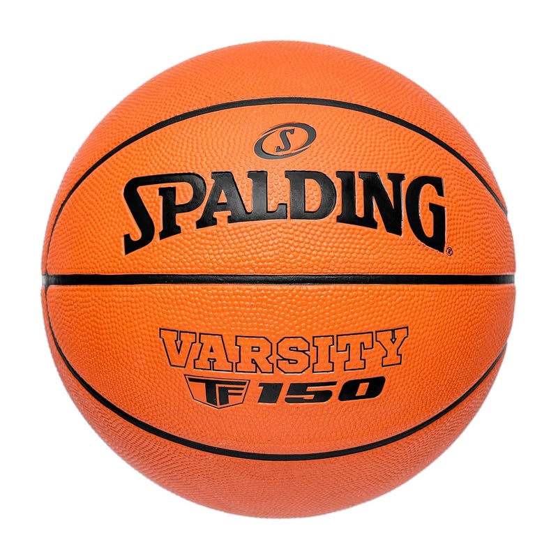 SPALDING كرة سلة داخلية/خارجية مصنوعة من المطاط معتمدة من FIBA TF-150 مع مثانة بيوتيل، مناسبة للتدريب/المباريات/التدريب + إبرة هواء مجانية - Image 1