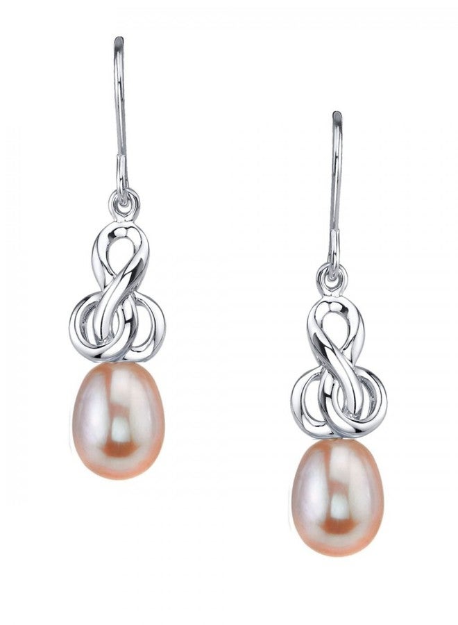 THE PEARL SOURCE 8.0-8.5mm Genuine Pink Freshwater Cultured Pearl Adrian Earrings for Women - Image 1