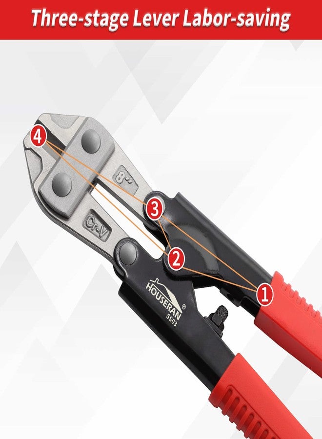 HOUSERAN Bolt Cutter 8 inch CR-V, Mini Bolt Cutter with Comfort Handle Grip, Safty Lock, Heavy Duty Bolt Cutter for Bolts, Steel Wires, Cables and Rivets - Image 5
