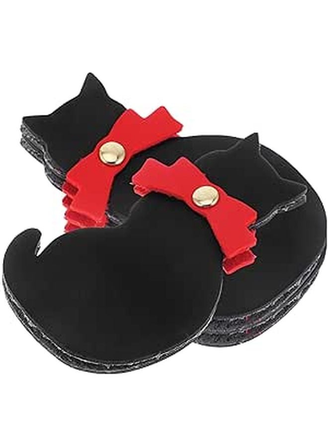 Cute Small Black Cat Leather Bookmarks Set Of 3 Mini Animal Reading Page Markers For Students - Image 1