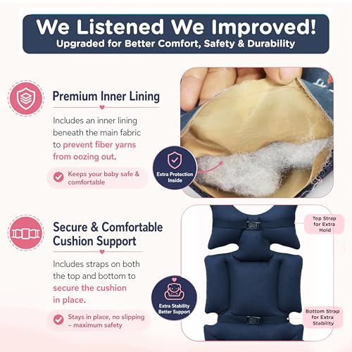 Motherly Baby Stroller Seat Cushion | Reversible and Universal Fit Pad for Strollers, High Chairs, Car Seats & Rockers | Soft, Breathable Pram Liner with Secure Straps & Safety Belt Slot - Image 3