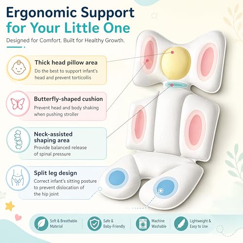 Motherly Baby Stroller Seat Cushion | Reversible and Universal Fit Pad for Strollers, High Chairs, Car Seats & Rockers | Soft, Breathable Pram Liner with Secure Straps & Safety Belt Slot - Image 4