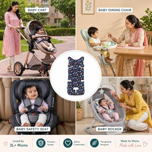 Motherly Baby Stroller Seat Cushion | Reversible and Universal Fit Pad for Strollers, High Chairs, Car Seats & Rockers | Soft, Breathable Pram Liner with Secure Straps & Safety Belt Slot - Image 5