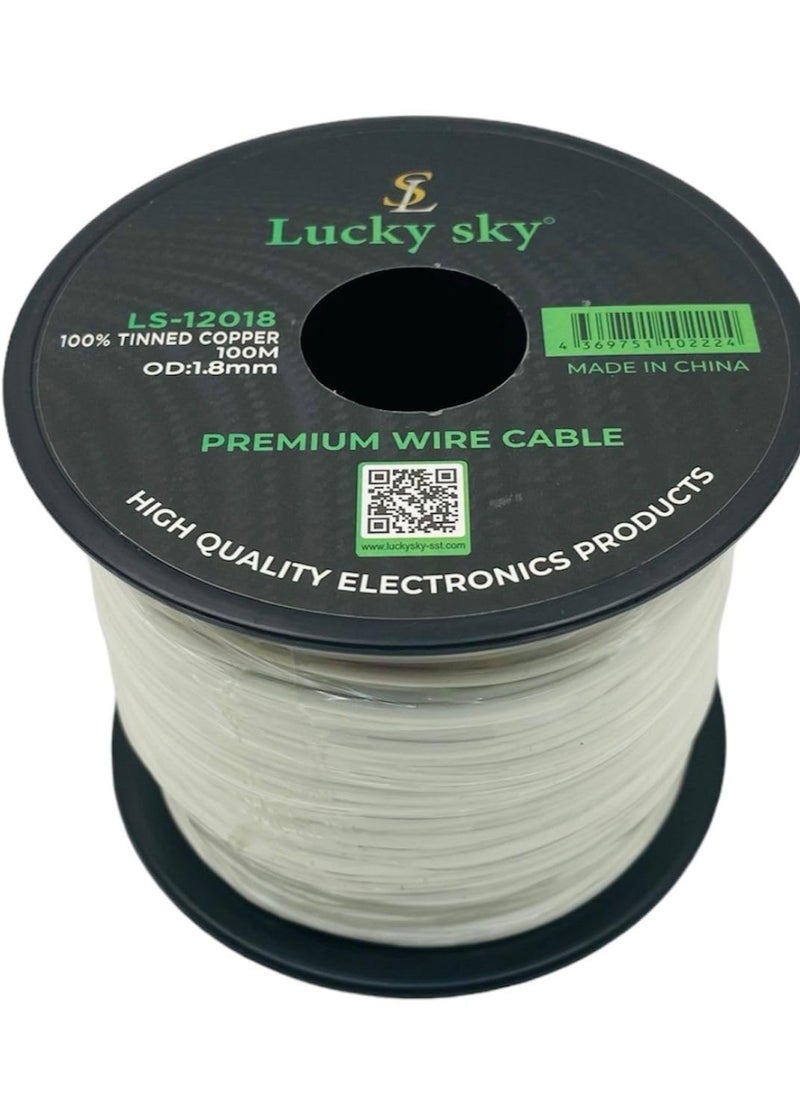 Lucky Sky 20awg Wire Flexible Silicone Tinned Copper Wires Silicone Rubber Insulated 7 Black Red Yellow Green Blue White GRAY 100M 328ft OD:-1.8mm 300V Stranded Hook up Wire (WHITE)  - Image 1