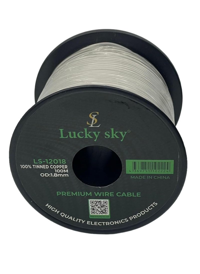 Lucky Sky 20awg Wire Flexible Silicone Tinned Copper Wires Silicone Rubber Insulated 7 Black Red Yellow Green Blue White GRAY 100M 328ft OD:-1.8mm 300V Stranded Hook up Wire (WHITE)  - Image 2