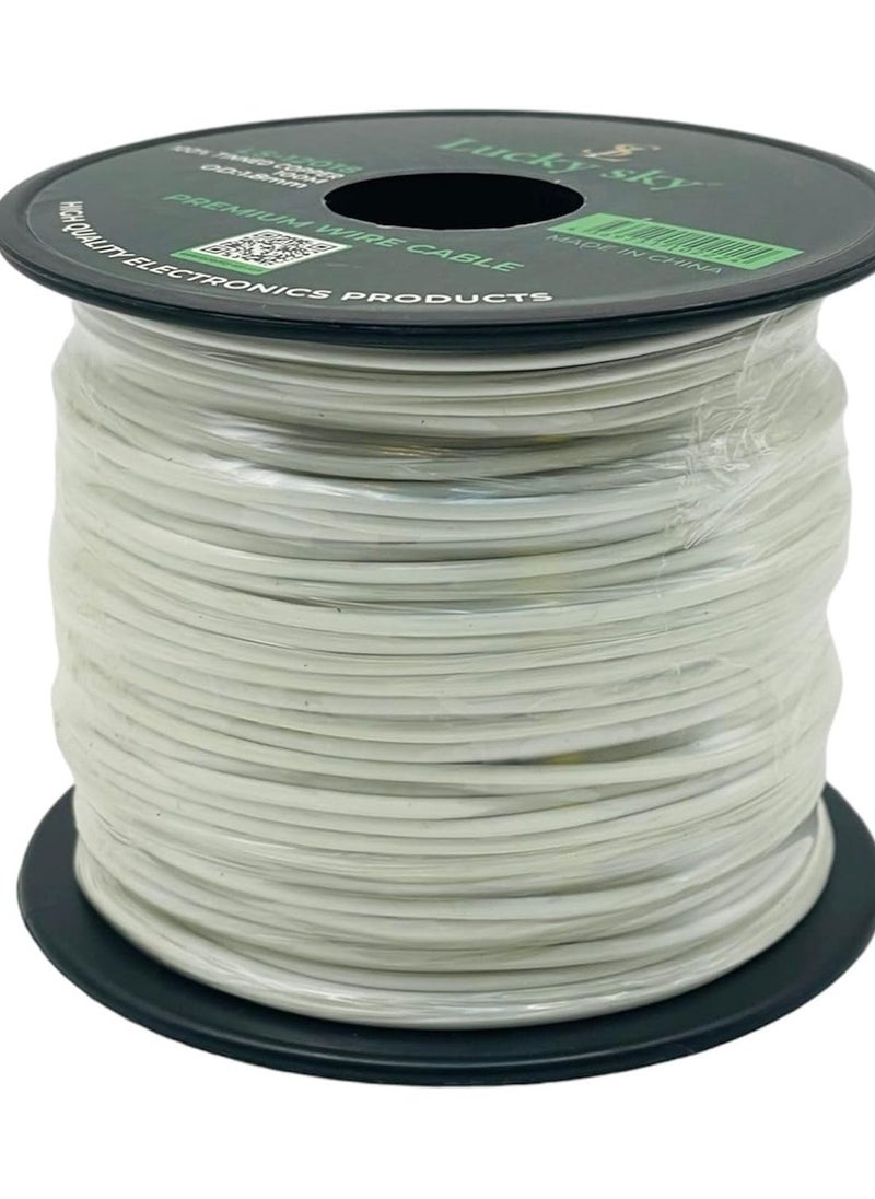 Lucky Sky 20awg Wire Flexible Silicone Tinned Copper Wires Silicone Rubber Insulated 7 Black Red Yellow Green Blue White GRAY 100M 328ft OD:-1.8mm 300V Stranded Hook up Wire (WHITE)  - Image 3
