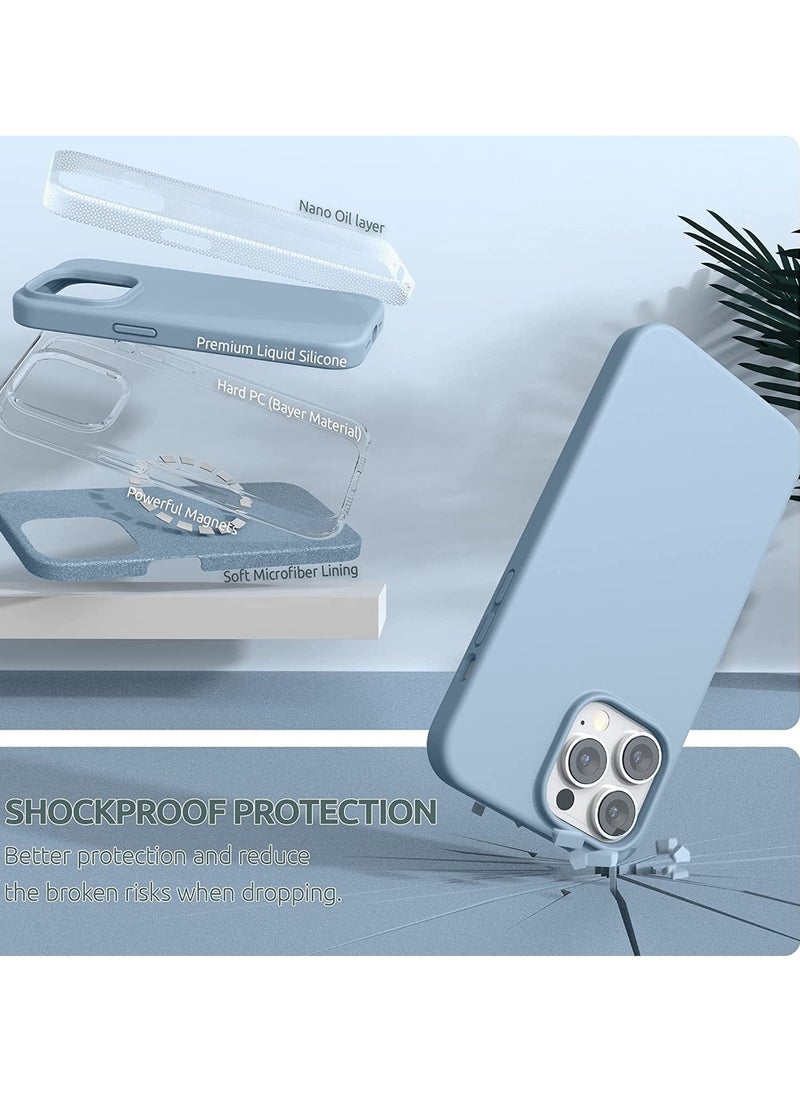 Raxoom Magnetic Case Designed for iPhone 14 Pro Max Case 6.7 inch (2022), Compatible with MagSafe, Liquid Silicone Phone Case for iPhone 14 Pro Max, Blue Fog - Image 4