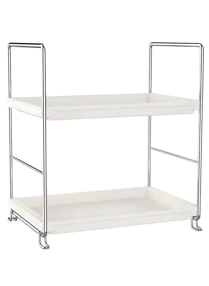 VIO 2 Tier Makeup Organizer Counter Organizer 2 Level Stackable Adjustable Storage Shelf Toiletries Skincare Haircare Organizer Perfume Organizer Bathroom Countertop Shelf Vanity Storage Tray Kitchen Counter Rack Multifunctional Display Stand Shelf Caddy for Home Kitchen Room Bathroom Dresser  - Image 2
