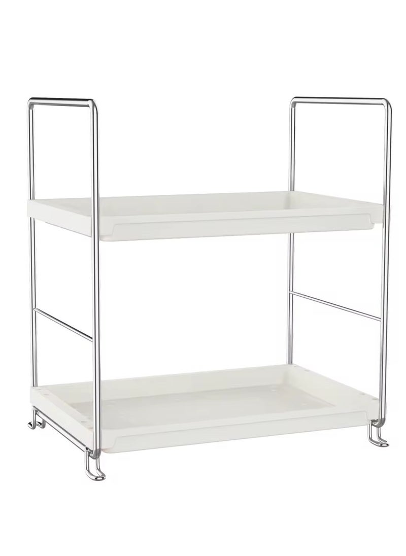 VIO 2 Tier Makeup Organizer Counter Organizer 2 Level Stackable Adjustable Storage Shelf Toiletries Skincare Haircare Organizer Perfume Organizer Bathroom Countertop Shelf Vanity Storage Tray Kitchen Counter Rack Multifunctional Display Stand Shelf Caddy for Home Kitchen Room Bathroom Dresser  - Image 4