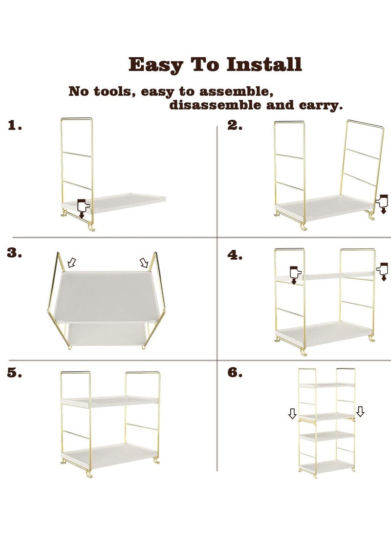 VIO 2 Tier Makeup Organizer Counter Organizer 2 Level Stackable Adjustable Storage Shelf Toiletries Skincare Haircare Organizer Perfume Organizer Bathroom Countertop Shelf Vanity Storage Tray Kitchen Counter Rack Multifunctional Display Stand Shelf Caddy for Home Kitchen Room Bathroom Dresser  - Image 3