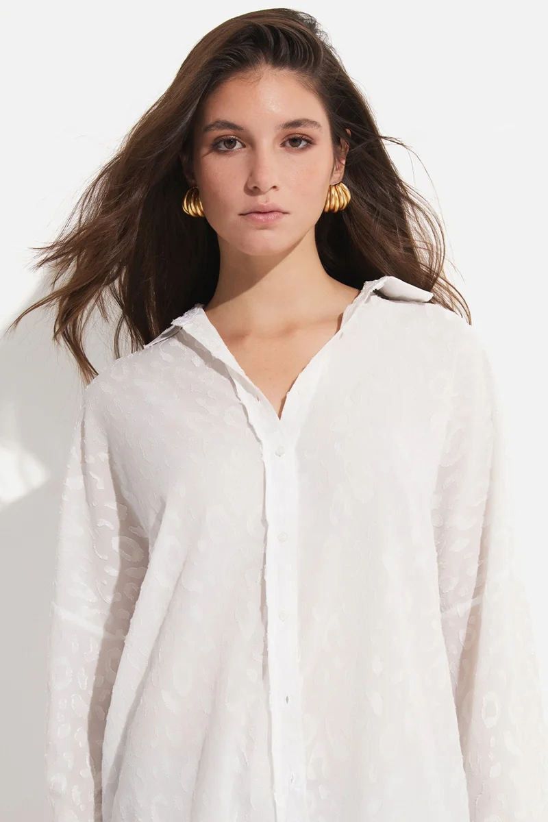 جون Women's Exclusive Oversize/loose Cut Self-Patterned Shirt