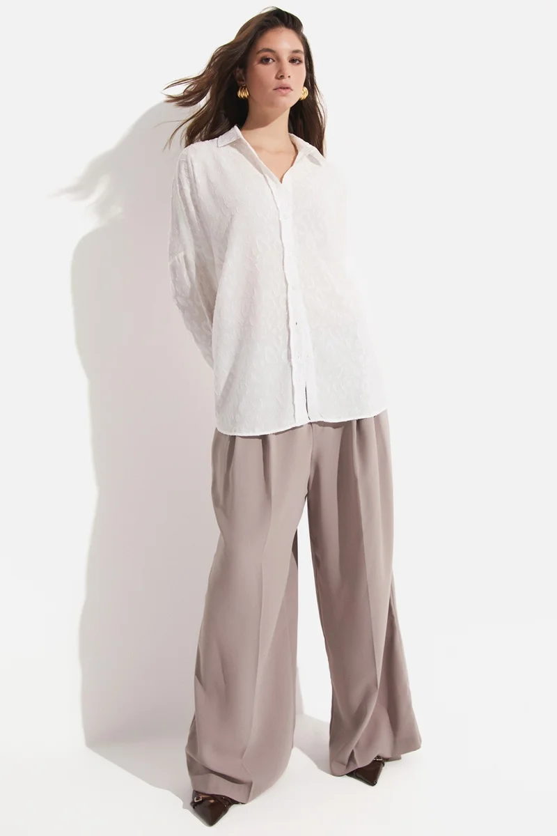 جون Women's Exclusive Oversize/loose Cut Self-Patterned Shirt