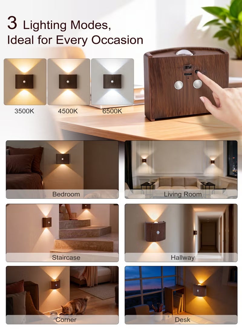 2-Pack Rechargeable Motion Sensor LED Night Light, Magnetic Stick-On, Cordless, 3 Color Options - Image 3