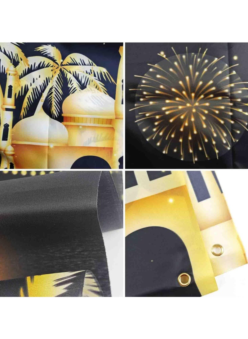 AUTOYSUR خلفية عيد مبارك بحجم 70.8 بوصة × 43.3 بوصة، لافتة عيد رمضان الإسلامية لحفلة عيد رمضان المبارك، لافتة إسلامية معلقة للديكورات الداخلية والخارجية لعيد مبارك  - Image 3