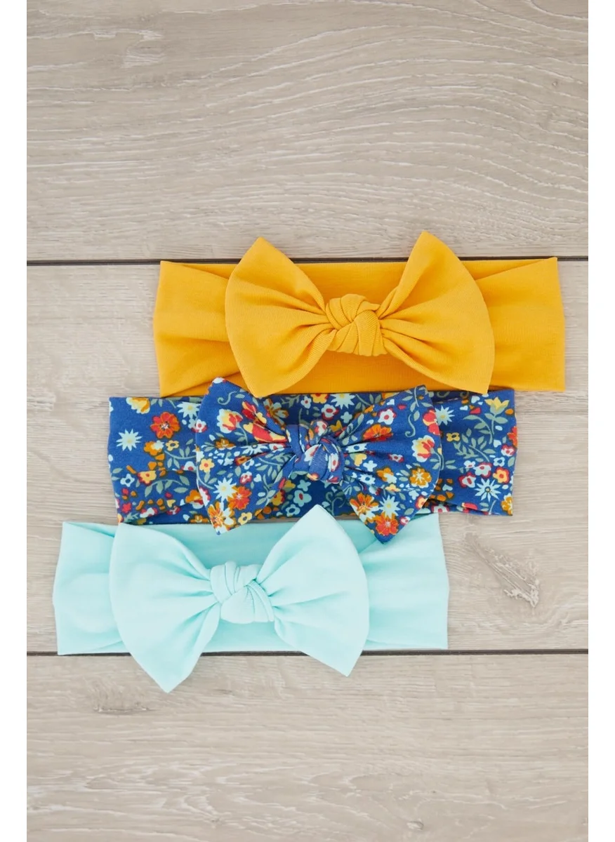 بيبيجيز Handmade Soft Bow Tie Natural 100% Cotton Combed Cotton 3-Piece Baby Kids Girls Bandana Set