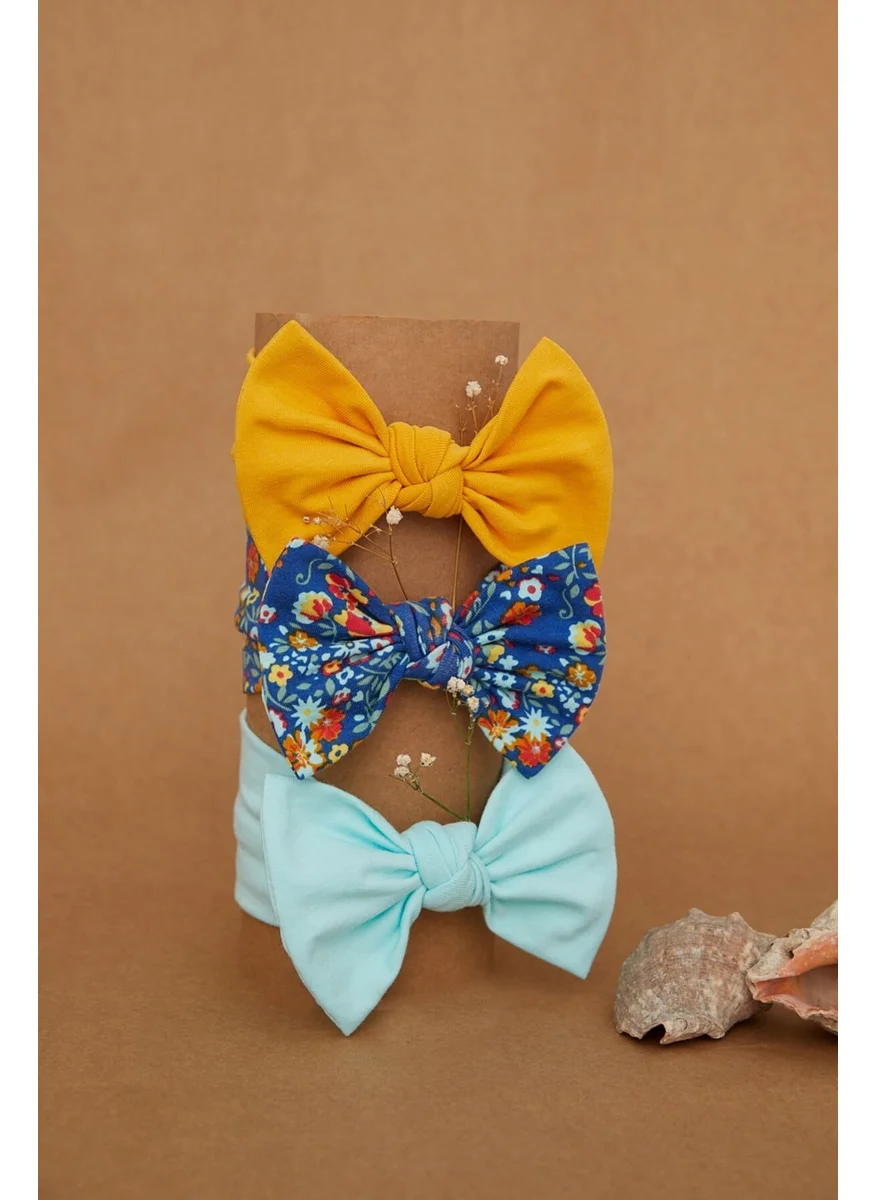 بيبيجيز Handmade Soft Bow Tie Natural 100% Cotton Combed Cotton 3-Piece Baby Kids Girls Bandana Set