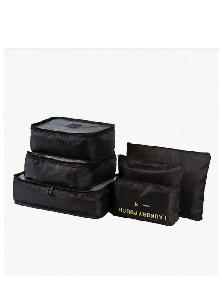Travel bag organizer set of 6 pieces only - Black - Image 1