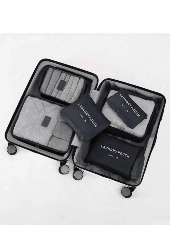 Travel bag organizer set of 6 pieces only - Black - Image 3
